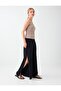Black Knitted Trousers with Elastic Waist and Slit Detail - 3