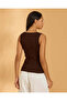 Women Brown Ribbed Vest - 3
