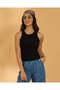 Women Black Ribbed Vest
