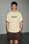Rough men's 100% organic cotton contrast trim print detail regular fit yellow t-shirt - 4
