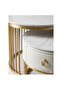 Round Coffee Table Set with Storage Drawers - Durable Metal Frame - Easy Assembly for Living Room white gold - 4