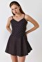 Women's Polka Dot Mini Strap Dress Bitter Brown - 3