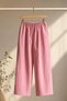 Women's Elastic Waist Casual Comfortable Fabric Trousers Pink - 3