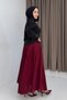 Women's Pleated Wrinkled Lined Long Skirt Burgundy - 2