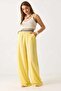 Women's Ethnic Patterned Linen Loose Trousers Yellow