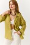 Women's Textured Transparent Shirt Oil Green - 4