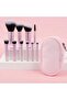 10Pcs Pink Mini Makeup Brushes with Crystal Handle, Short Handle Portable Travel Makeup Brush Set - Powder Brush, Contour Brush, Blush Brush, Highlight Brush, Eyeshadow Brush - 6