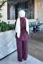 Mürdüm Bel Tie-Detail Tunic Trouser Set - 4