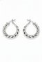 Stylish and Modern Twisted Silver Color Steel Hoop Earrings - Ideal for Everyday Wear