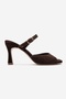Urael Brown Suede Genuine Leather Women's Heeled Slippers - 4
