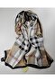 Plaid Striped Voile Silk Shawl Accessory Shoulder Shawl Foulard - 2
