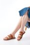 Zri̇n-161 Tan Braided Orthopedic Sole Genuine Leather Women's Slippers - 4