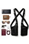 Unisex Black Leather Look Crossbody Multi-Pocket Harness Chest Bag – Adjustable Strap - 4