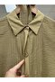 Azende Front Pleated Sleeve End Double Button Dress-Pa9882 Oil Green - 6