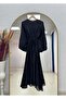 Teresa Ruffled Front Balloon Sleeve Voile Dress-Ek639 Black - 7