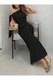 Women's open-shoulder, lace-up, long janjan crepe dress - 4