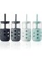 Glass Cups with Silicone Lids and Straws (4 Pcs), 473ml Drinking Glasses Set with Silicone Sleeves