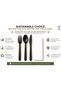 Black PLA Cutlery Set with Napkin, Pack of 10, Reusable Fork Spoon Knife Combo for Parties, Travel, Catering, Picnic & Food Serving Use - 3