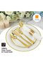 Gold Plastic Cutlery Set, Heavy-Duty Disposable Forks, Spoons and Knives, Pre-Rolled with Napkins, 24 Pack - 5