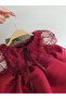 Burgundy Vintage Puffy Dress