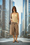 Yellow Brown Polka Dot Top with Scarf Detail - 4