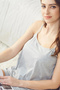 Women's Gray Shorts Combed Cotton Nightgown Set - 5