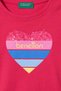 Benetton Girls' Heart Sequined Short Colorful Sleeve T-Shirt 4-14 Years Dark Pink - 3