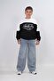 Boy's Comfortable Fit Crew Neck Striped Cuff Sweatshirt - Black / Gray - 2