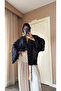 Black Threaded Lace-Up Brodeled Kimono - 5096 - 3
