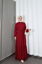 Half Pat Buttoned Waist Tie Ayrobin Dress Claret Red Hnt85451 - 5