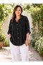 Women's Oversized Italian Shirt with Stripe Embroidery Detail