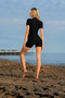 Black Half Sleeve One Piece Jumpsuit Swimsuit 26506 - 2