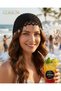 Handmade Women's Knitted Bohemian Hat Beach Club Style Jet Black with Star and Leaf Figures - 2