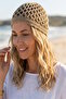 Light Brown Color Glittery Mesh Knitted Hair Bandana Hat - 2