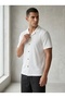 Men's Summer Short Sleeve Shirt Shorts Set Baby White-Black - 3