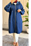 6540 - Stylish Comfortable Zippered Hooded Long Loose Women's Slim Denim Cap Tunic - 5