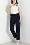 Belted Fabric Trousers Navy Blue - 20369.1397. - 4