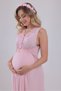 Powder Lace Design Strappy Cotton Maternity Nightgown - 3