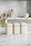 Set of 3 Embossed Metal Storage Containers 1.3 Lt Food Box 10.8X10.8X11.8 cm Cream - 3