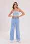 Linen Blend Modern Loose-Fit Blue Trousers - 5