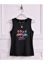 Flamingo Printed Women's (Off Shoulder) Sleeveless T-Shirt with Straps - 2