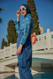 Rabia Chin Patterned Parachute Full Covered Hijab Swimsuit Rms-R040-26 Navy Blue - 4