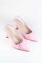 Women's Patent Leather Pink Color Classic Heeled Shoes with Ribbon Detail - 5