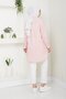 Women's Long Basic Powder Polo Collar Hijab Shirt Dress - 5