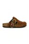 Women's Mc420 Genuine Suede Leather Tasseled Orthopedic Clog Cork Sole Slippers - 2