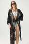 Front-Tie Long Beach Dress with Embroidery Detail Black