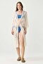 Star Embroidered Front Tie Long Beach Dress Beige