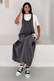 Women's Strappy Gilet Dress and Oversize Basic T-Shirt Two-Piece Combination Set - 5