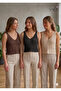 Women's Openwork Strappy V-Neck Knitwear Crop Bustier Blouse