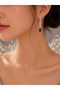 Marquise Cut Blue Stone Dangle Evening Dress Stylish Earrings (Silver Color) - 2